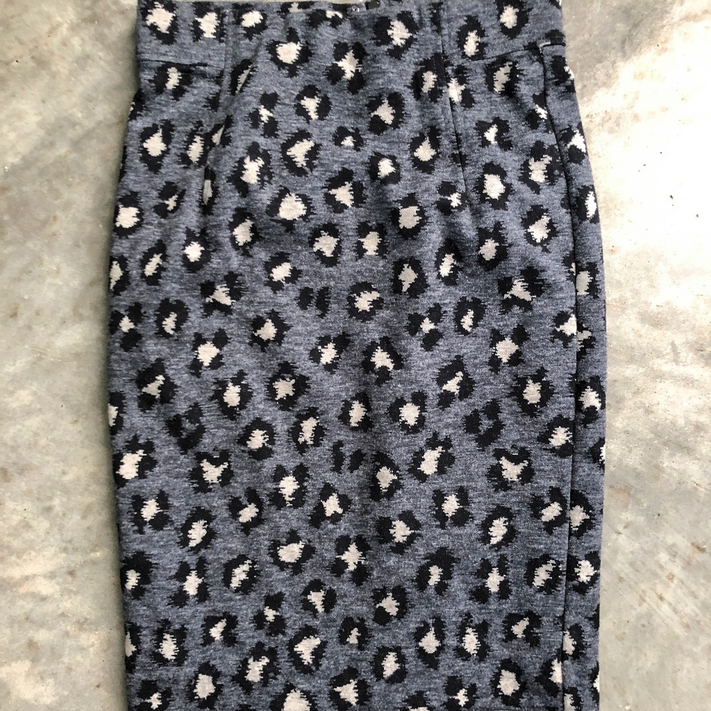 LOFT Petite Pencil Skirt - Blue/Gray Leopard Print